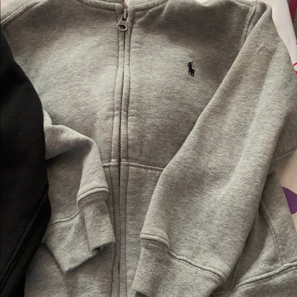 Grey and black zip up hoodie